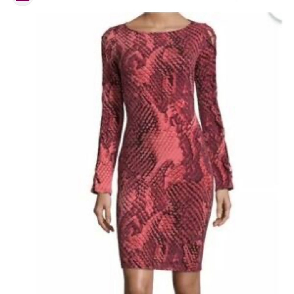 Project Runway Lace Up Sleeve Dress in Slither Garnet Snake New With Tags Size X